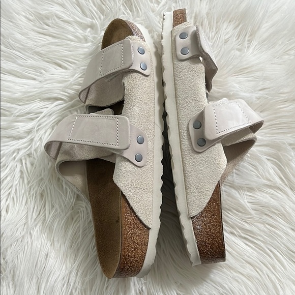 Birkenstock White Sandals with Adjustable Straps and Contoured Footbed - Picture 9 of 10